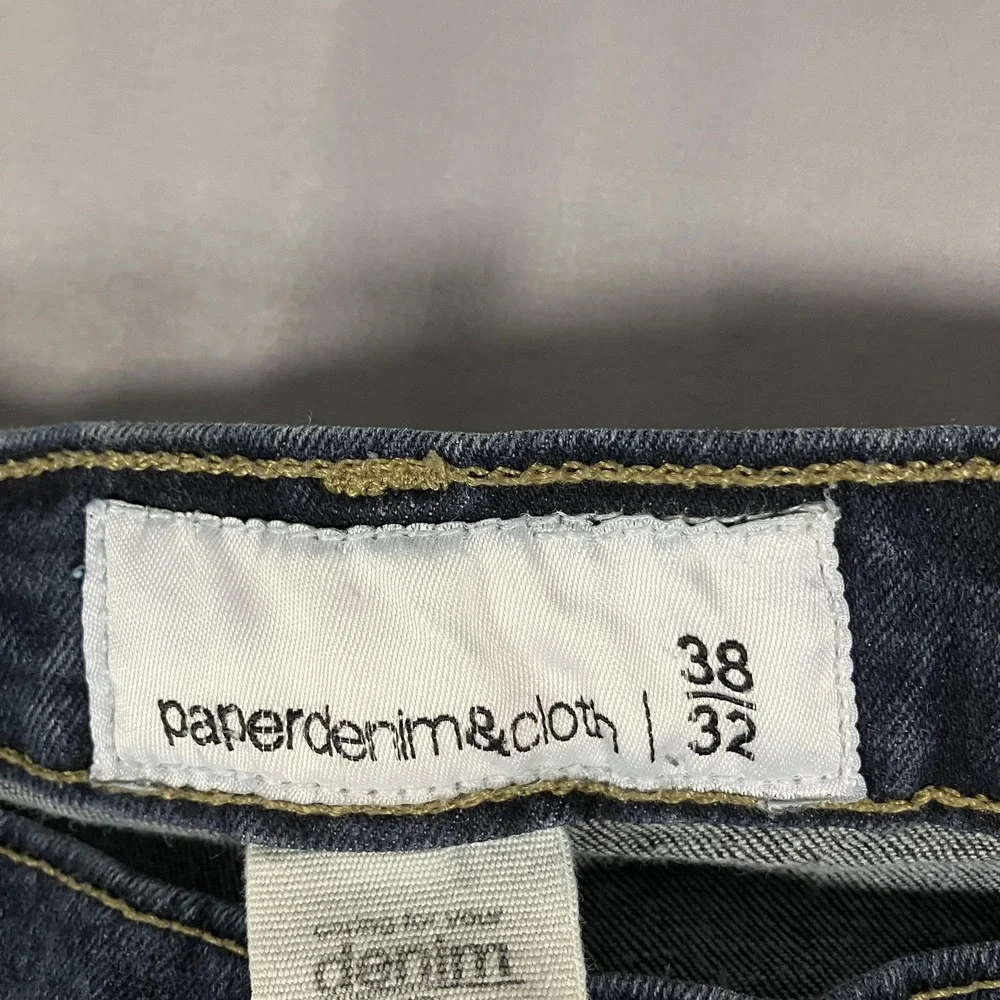 Paper Denim & Cloth Jeans Mens 38x32 Blue Stretch Straight Denim Pants Dark Wash
